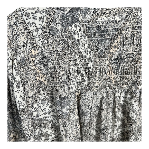 Rose + Olive Top Womens‎ 1X Blouse 3/4 Sleeve Peasant Boho Paisley Career - Picture 8 of 10